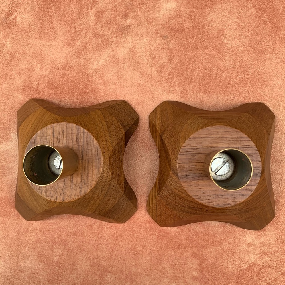 2 Mid-Century Danish Wood Vintage Candle Holders - Picture 6 of 8